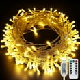 thumbnail image 1 of 33ft (10m) USB Christmas Lights with Remote Control - 100 LED Warm White String Lights, 8 Lighting Modes, Waterproof for Indoor Outdoor Holiday Decor, Tree, Party, Wedding, 1 of 6