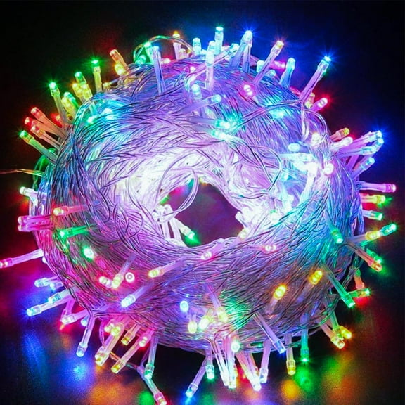 33ft Extendable String Lights Outdoor/Indoor, 100 LED Super Bright Christmas Lights, Waterproof 8 Modes Plug in Clear Wire Fairy Lights for Bedroom Party Wedding Garden Patio Halloween (Multicolor)