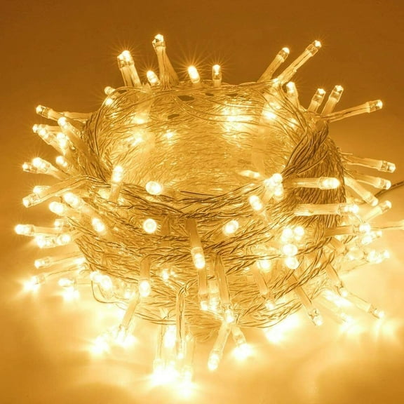 Extendable 33FT 100 LED String Lights Outdoor Indoor, Super Bright Christmas Lights, Waterproof 8 Modes Plug in Fairy Lights for Xmas Tree Bedroom Party Wedding Garden, Warm White