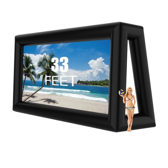 33ft Inflatable Movie Screen Outdoor Projector Screen with Air Blower, Front/Rear Projection, Easy Set Up Blow Up Screen for Backyard Movie Night, Theme Parties, Celebrations