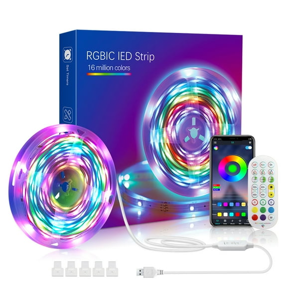 33ft Led Strip Lights RGB Music Sync Color Changing,Bluetooth Led Lights with Smart App Control Remote, RGB Led Lights for Bedroom Room Lighting Flexible Home Décor, Lighting USB Led Light Strips