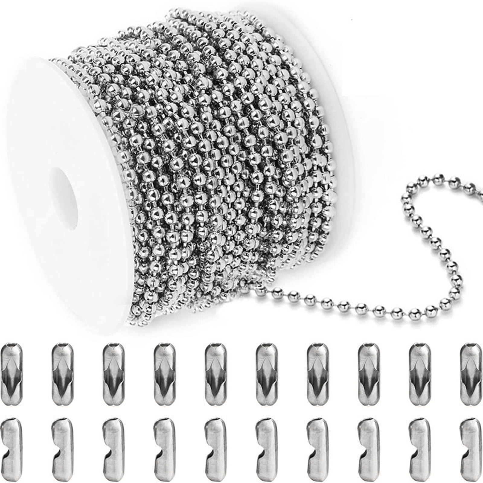Stainless Steel Ball Chain, Necklace Chain Ball Bead, 55ft Bead Chain Ball  Chain Bulk Bead Chain with 100 Pcs Matching Connectors Clasps for Necklace  Hanging, Dog Tag, DIY Crafts, 2.0mm Diameter :