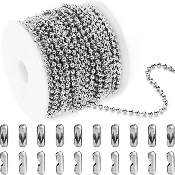 33ft Stainless Steel Ball Chains Beaded Necklace Chains DIY Crafts Metal Small Ball