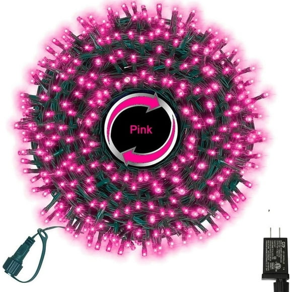 33ft Valentine Lights String, 100 LED Green Wire Pink Fairy Starry String Lights Plug in,11 Lighting Modes for Valentines Day Tree Decorations Wedding Party Decoration (Pink)