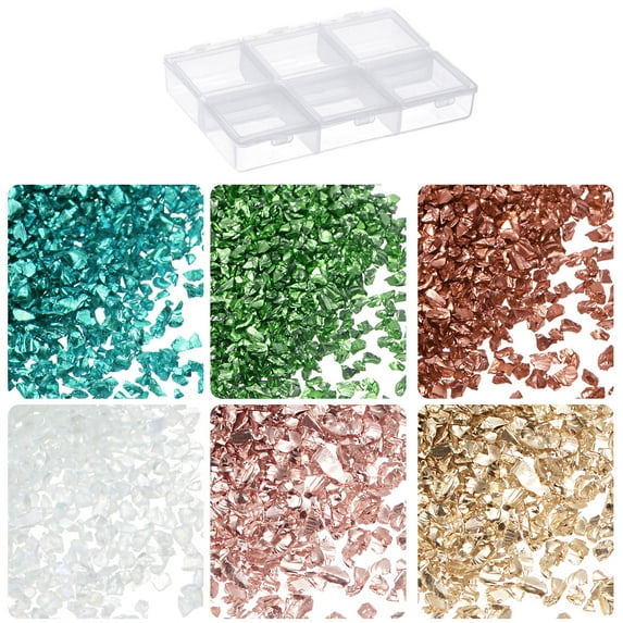 33g Crushed Glass Chips 6 Colors 1-3mm, Colorful Color