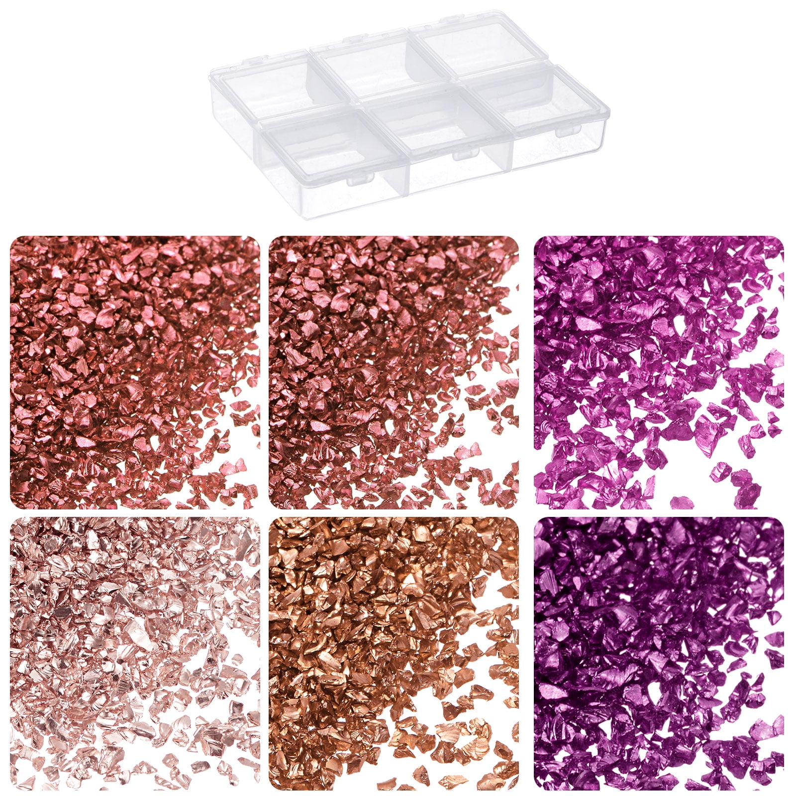 Kozelo Crushed Glass Chips in 6 kleuren, 1-4 mm x 28 g Kozelo Crushed Glass Chips in 6 kleuren, 1-4 mm x 28 g