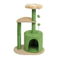 thumbnail image 1 of 33in Cat Tree, Multi-level Cat Tower with Cat Scratching Post with Curved Perch, Cozy Cat Condo, Padded Top Bed for Kittens and Indoor Cats, Beige & Green, 1 of 9