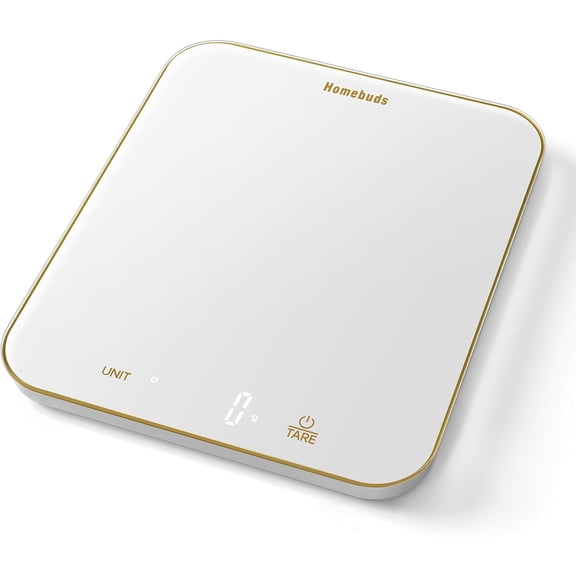 33lb Digital Food Scale Grams and Ounces in 1g, High Precision Assured by Kitchen Scale Professional Factory Since 2001, Gram Scale for Cooking and Baking, LED, 3*AAA, White by Golden Line