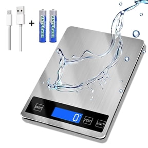 Kivanta Digital Kitchen Scale 33lb 1g 0.05oz High Precision Usb Rechargeable Waterproof Stainless Steel Food Scale LCD Display for Cooking Baking