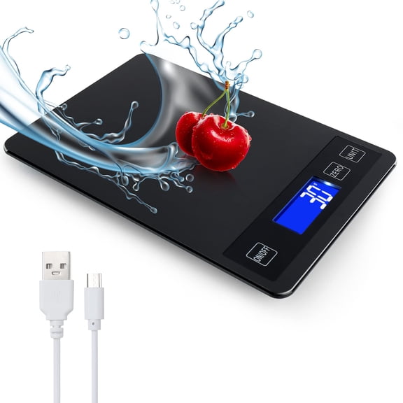 33lb Food Kitchen Digital Scale,1g/0.05oz Precise Graduation, USB Charging Kitchen Scale, Waterproof Stainless Steel with LCD Display, Ounces and Grams for Weight Loss, Cooking, Baking (silvery)