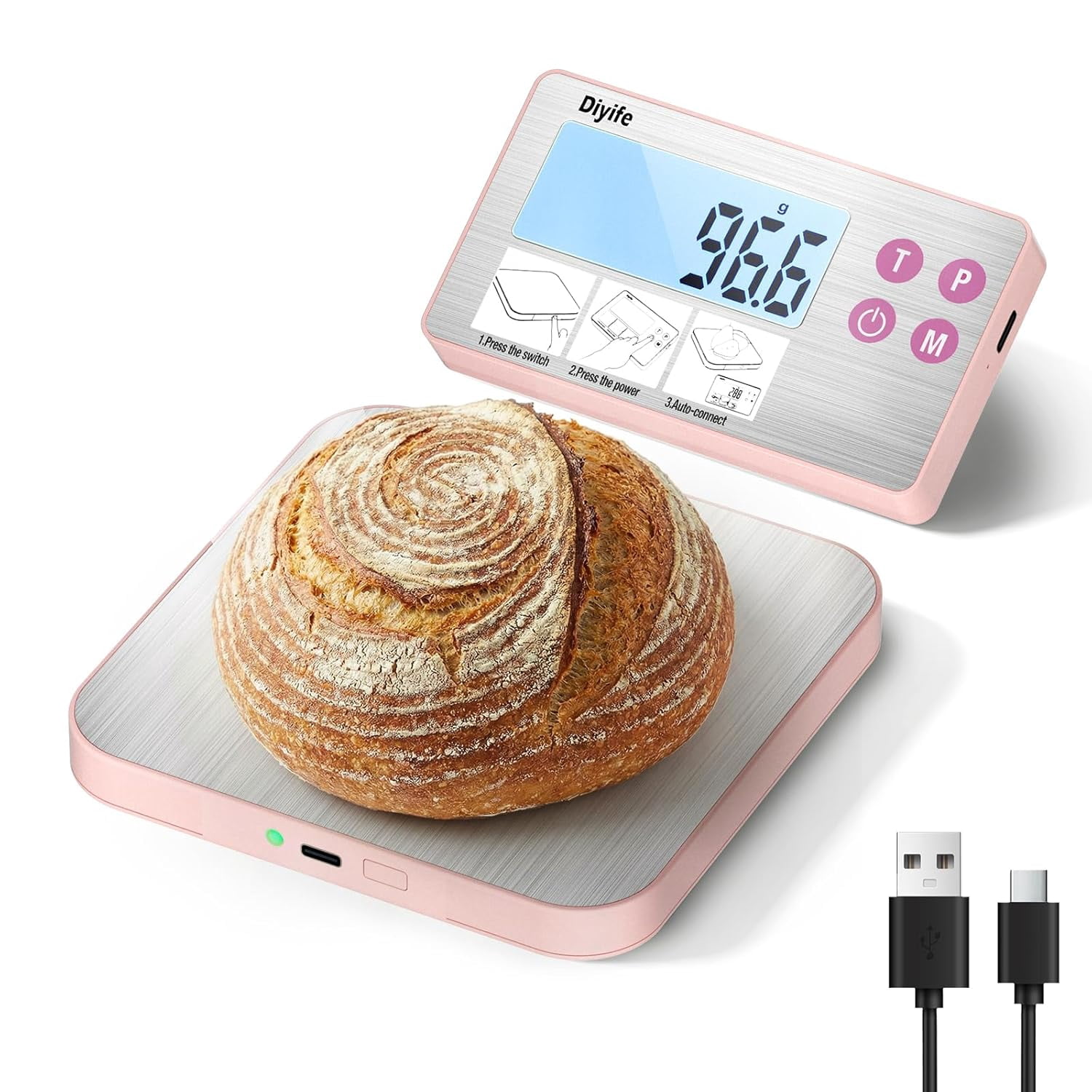 33lb Rechargeable Kitchen Scale, 304 Stainless Steel Food Scale with ...