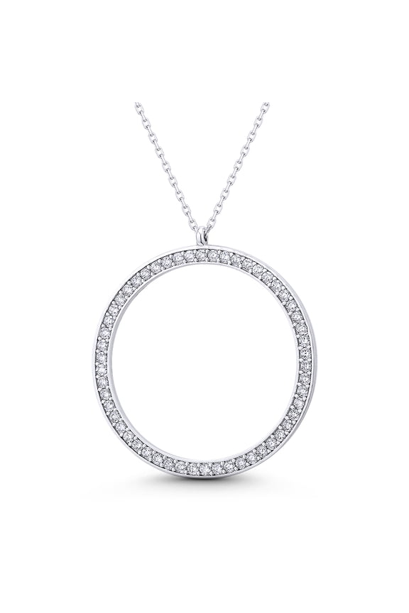 33mm Eternity Circle Cubic Zirconia Cubic Zirconia CZ Crystal Pendant & Chain Necklace in .925 Sterling Silver