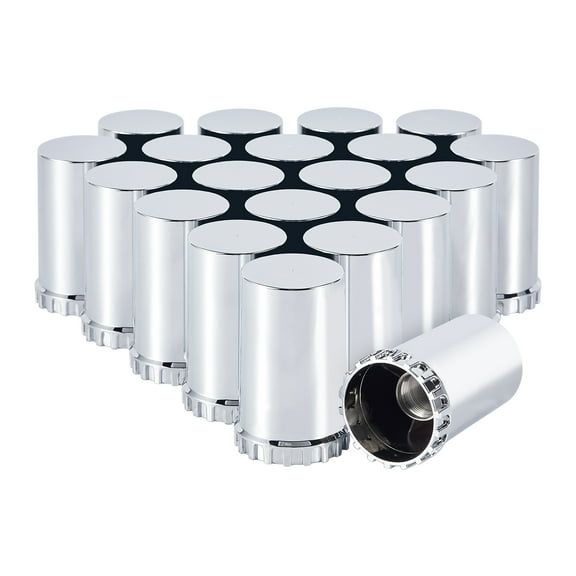 33mm Lug Nut Covers Screw On, 33mm x 3 1/2 inch Chrome ABS Plastic Cylinder Nut Covers Thread On Lug Nut Covers Kits for Semi Trucks Trailers, 20 Pack