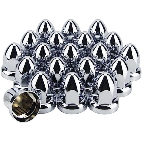 33mm x 2-1/2'' Bullet Flanged Lug Nut Covers Push On, ABS Chrome Plastic Snap-on Lug Nuts Cover for Semi Trucks Wheel, Chromed Push-on Lug Nut Caps Pack of 20