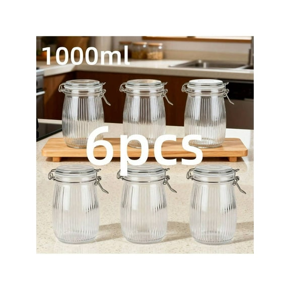 33oz Wide Mouth Mason Jars 6 Piece Set, 1 Quart Glass Canning Jars with Airtight Lids for Meal Prep, Fermenting, Pickling and Food Storage