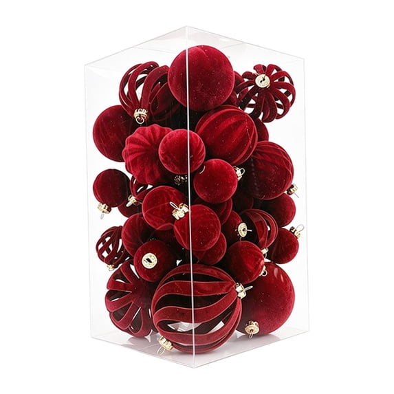 33pc Flocking Christmas Ornaments Balls Electroplating Pendant Christmas Tree Decorations Ball