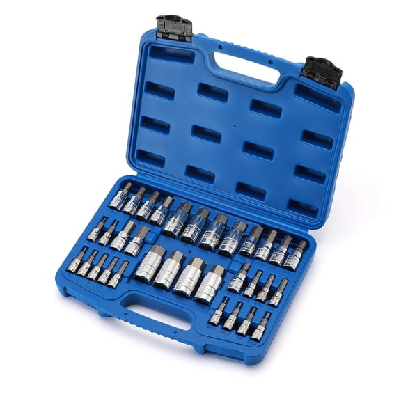 33pcs Master Hex Bit Socket Set, CR-V, SAE And Metric, Allen Socket Bit, 5/64-inch To 3/4-inch, 2mm To 19mm Socket Tool Kit
