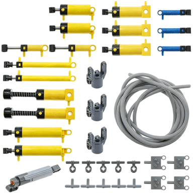 33pcs Pneumatic Technic-Parts Kit Compatible with Lego Pneumatic Cylinders-Air-Pump Pressure Rod Switch Piston Hose Technic Linear Actuator MOC-Spare-Parts.