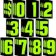 33pcs Vinyl Number Decals Large Chartreuse Windshield Pricing Stickers Car Dealership Supplies 0-9 Car Lot Pricing Numbers for Auto Vehicle Window