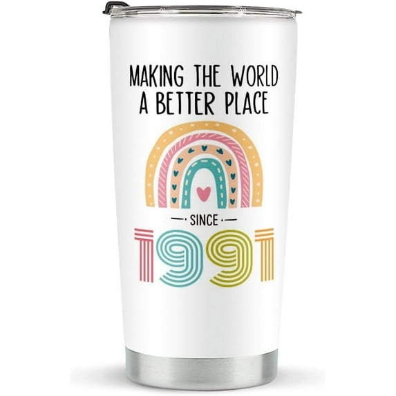 33rd Birthday Gifts for Women, Tumbler 20 oz Stainless Steel Vacuum Insulated Tumblers, 1991 Birthday Gifts for Women, 33 Year Old Birthday Gifts, 33rd Birthday Gift Ideas, 33rd Birthday Tumbler