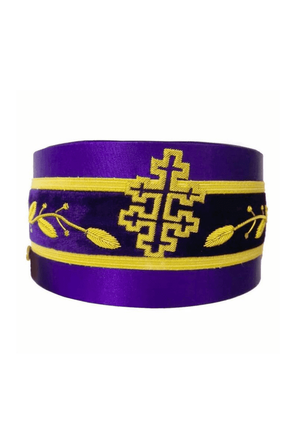33rd Degree Scottish Rite Crown Cap - Purple with Gold Braid Bullion