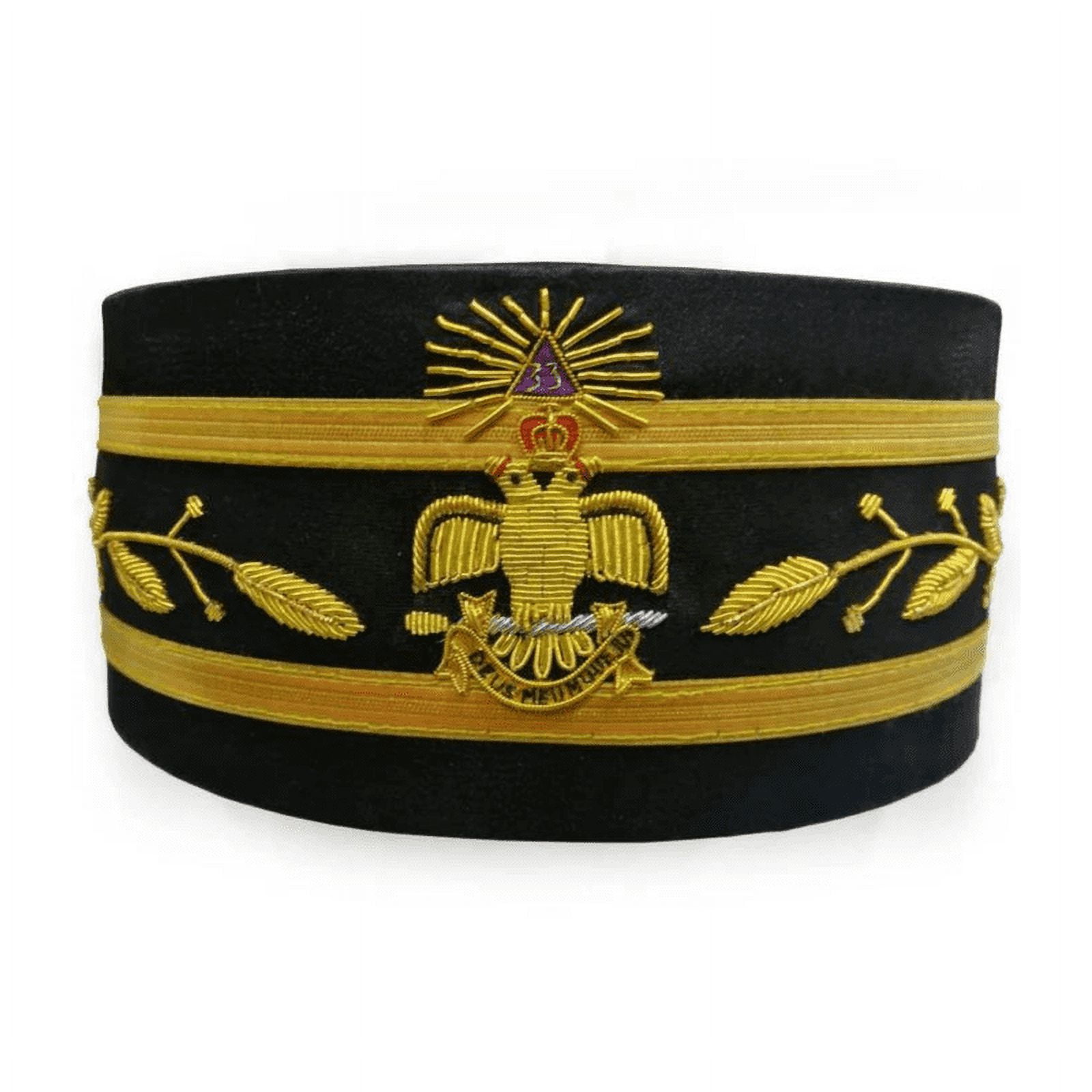 33rd Degree Scottish Rite Crown Cap Wings Down Black with Hand