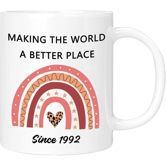 33th Birthday Gifts Ideas, 33th Birthday Decorations for Her Him Women Men, 1992 Turning 33 Year Old Birthday Coffee Mug Cup, 11oz