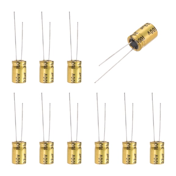 33uF 100V Non-Polarized Electrolytic Capacitor, 8mm x 12mm Aluminum Audio Capacitors for DIY Projects Audio Tweeter Frequency Divider Pack of 10