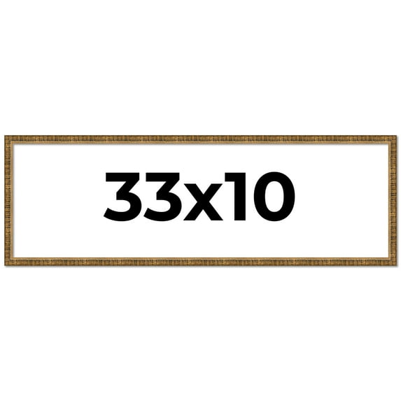 33x10 Frame Gold Kingsley Distressed Solid Wood Picture Frame Width 0.75 Inches | Interior Frame