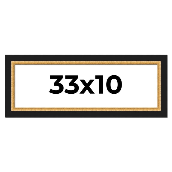 33x10 Frame Gold Real Wood Picture Frame Width 2.25 Inches | Interior Frame Depth 0.5 Inches |