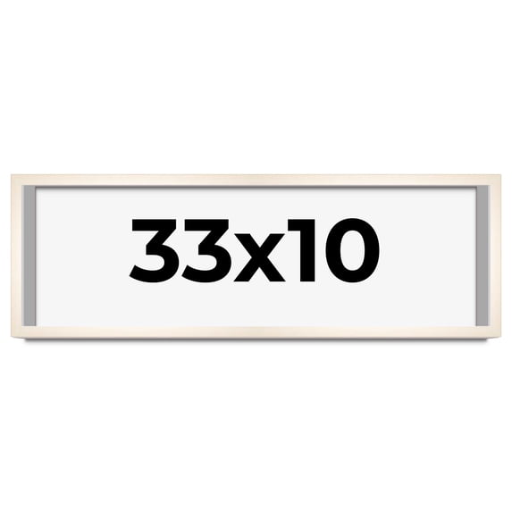 33x10 Frame White Wash Solid Wood Picture Frame | 0.8125 Inch Moulding Width | Includes UV Acrylic