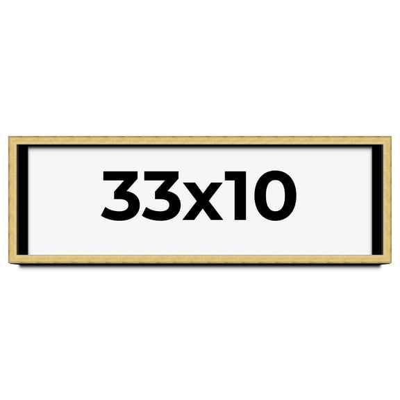 33x10 Shadow Box Frame Gold | 1.375 Inches Deep Real Wood Contemporary Shadowbox Display Frame | UV