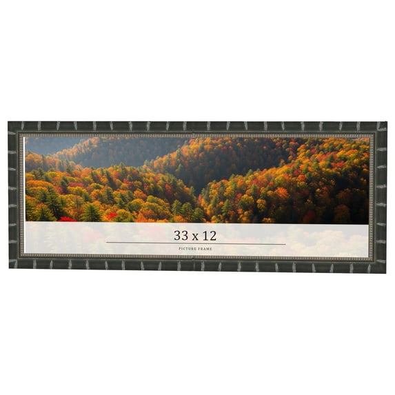 33x12 Frame Black Bamboo Solid Wood Picture Frame Width 1.5 Inches | Interior Frame Depth 0.5