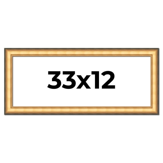 33x12 Frame Gold Plein Aire Solid Wood Picture Frame Width 2 Inches | Interior Frame Depth 0.5