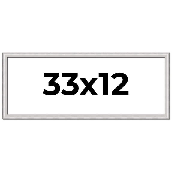 33x12 Frame Silver Inner Slope Bevel Picture Frame | 1 Inch Moulding Width | 0.75 Inch Rabbet Depth