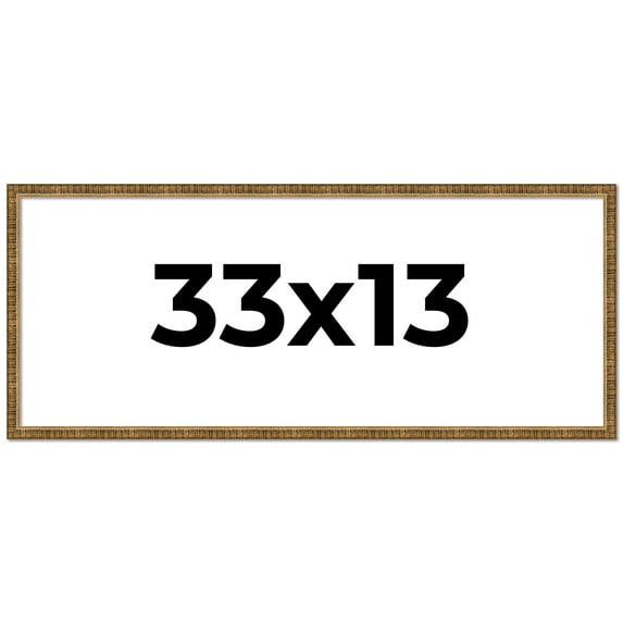 33x13 Frame Gold Kingsley Distressed Solid Wood Picture Frame Width 0.75 Inches | Interior Frame