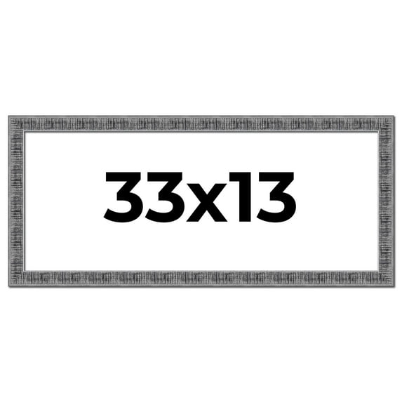 33x13 Frame Silver Black Rustic Sonoma Solid Wood Picture Frame | 1.5 Inch Moulding Width |