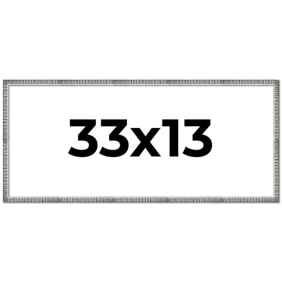 33x13 Frame Silver Grey Distressed Solid Wood Picture Frame | 0.75 Inch Moulding Width | Interior