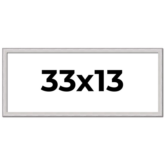 33x13 Frame Silver Inner Slope Bevel Picture Frame | 1 Inch Moulding Width | 0.75 Inch Rabbet Depth