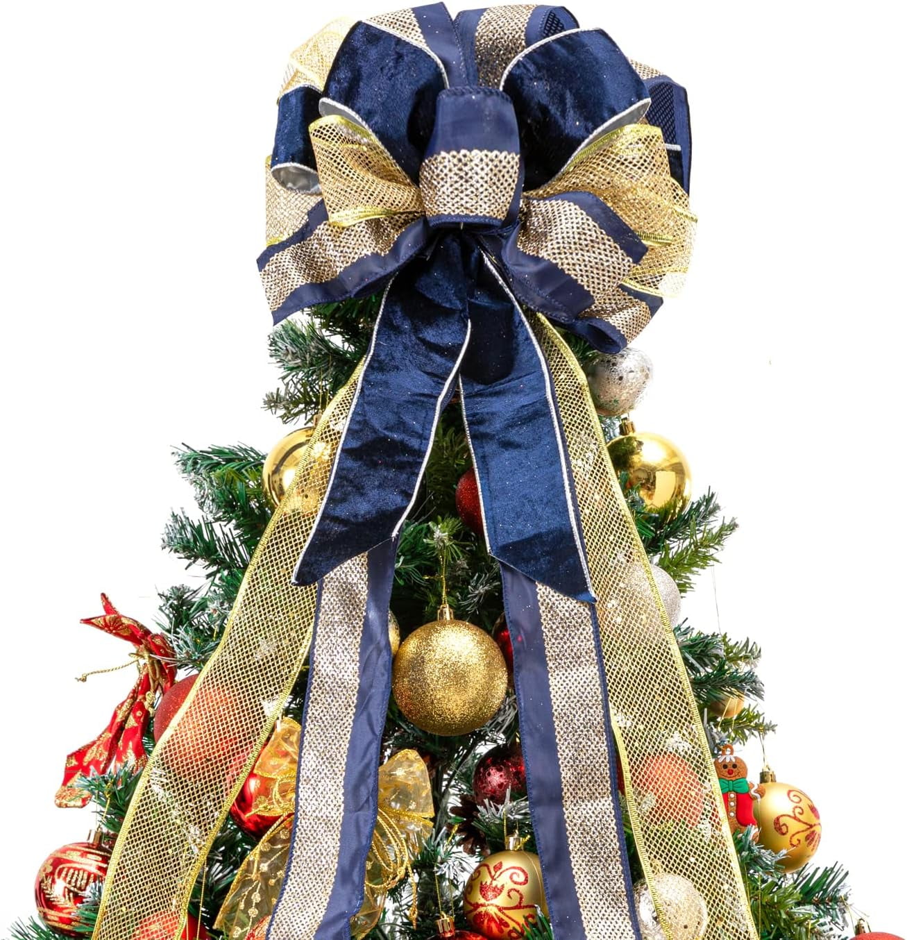 33x13 inch Christmas Tree Topper, Christmas Tree Bow Topper Hat Gift Bow Tree Topper Handmade