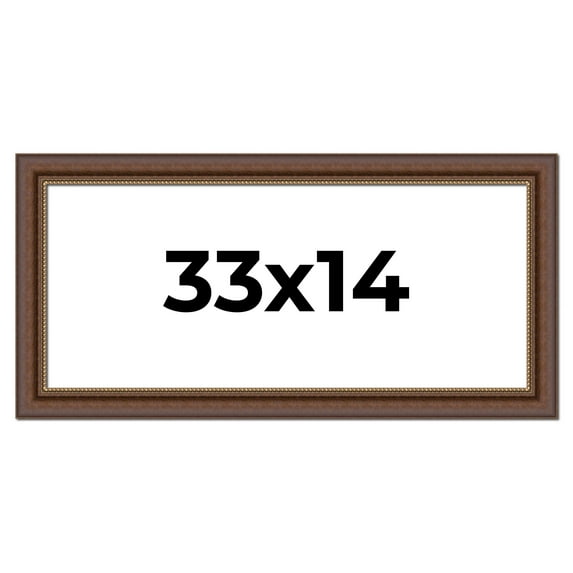 33x14 Copper and Brown Real Wood Picture Frame Width 2 inches | Interior Frame Depth 0.5 inches |
