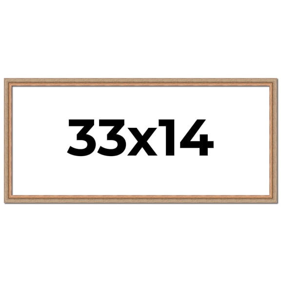 33x14 Frame Brown 60's Wooden Cabinet Solid Wood Picture Frame | 1 Inch Moulding Width | Complete