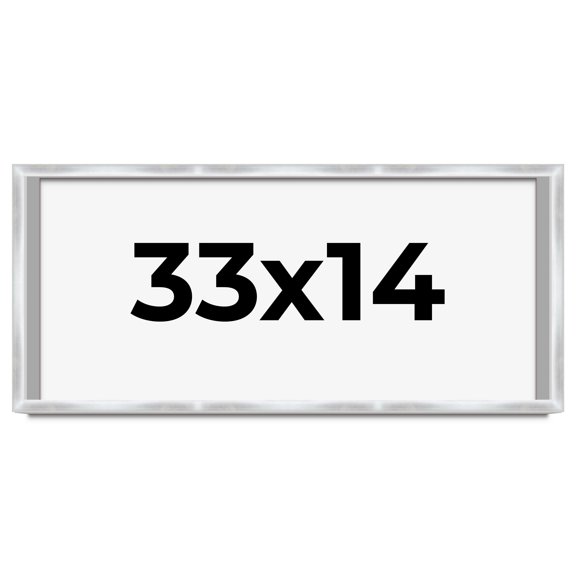 33x14 Frame Silver Whitewashed Wood Grain Solid Wood Shadow Box | 0.75 Inch Moulding Width | 0.75