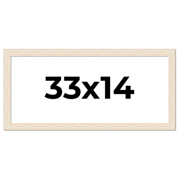 33x14 Frame White Barnwood Picture Frame Includes UV Acrylic Plexiglass, Acid Free Foam Backing