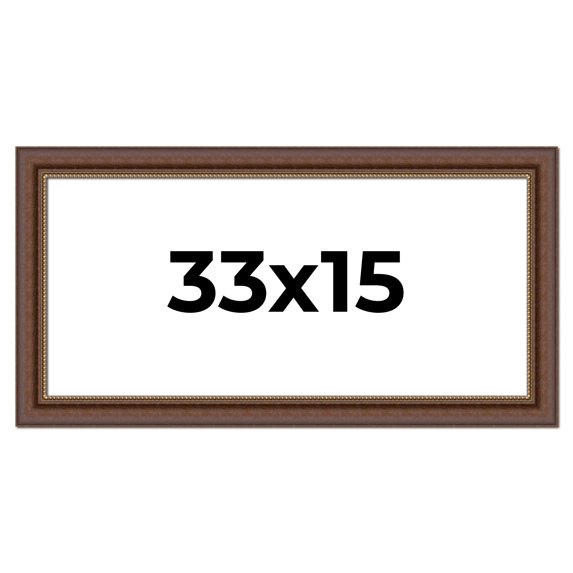 33x15 Copper and Brown Real Wood Picture Frame Width 2 inches | Interior Frame Depth 0.5 inches |