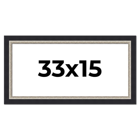 33x15 Frame Black Real Wood Picture Frame Width 2.25 Inches | Interior Frame Depth 0.5 Inches |