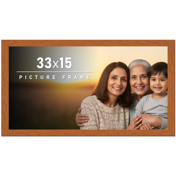 33x15 Frame Honey Pecan Brown Picture Frame - Modern Photo Frame Includes UV Acrylic Shatter Guard
