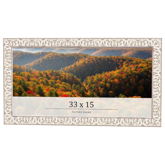 33x15 Frame White Real Wood Picture Frame Width 1.5 inches | Interior Frame Depth 0.5 inches |