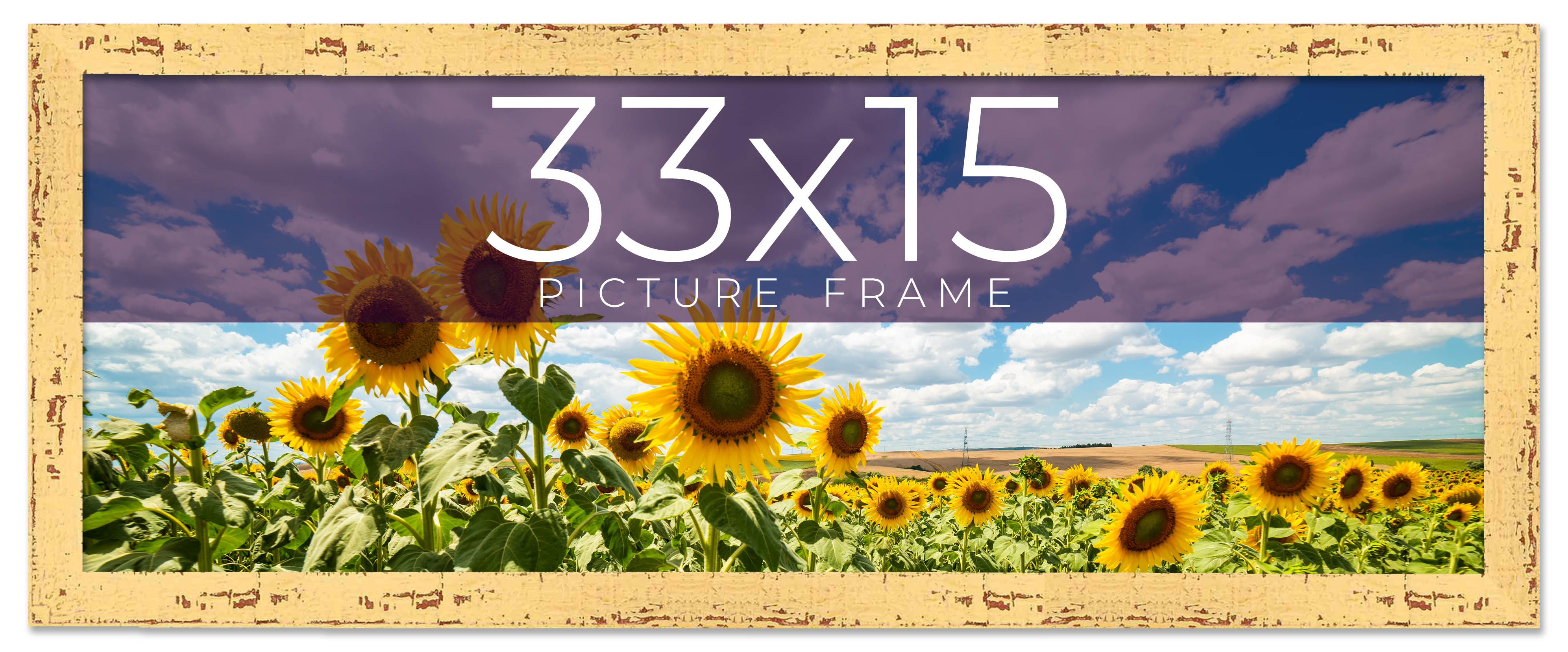 33x15 Frame Yellow Real Wood Picture Frame Width 1.25 inches | Interior ...