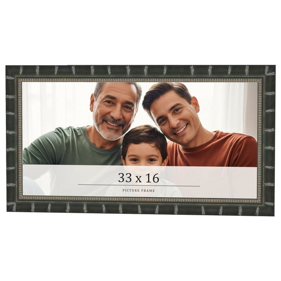 33x16 Frame Black Bamboo Solid Wood Picture Frame Width 1.5 Inches | Interior Frame Depth 0.5